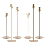 Kerzenständer Gold 6 Set,Kerzenständer Stabkerzen 33/29/23cm,Metall KegelKerzenleuchter Vintage Dekoration,Hochzeit Kerze Stand,Geeignet für Romantisches Candle Light Dinner,Jubiläum,Hochzeitsfeier