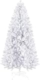 Weißer Weihnachtsbaum von Prextex - 180cm Hoch, 1200 Spitzen - Hochwertiger Ausklappbarer Künstlicher Weihnachtsbaum, Beschneite Fichte in Weiß, Leicht und Einfach Aufzubauen mit Metallständer
