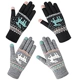 Chalier Fashion Handschuhe Damen Winter Warme Touchscreen Winterhandschuhe Schnee Blume Druck halten warm mit Kaschmir für Frauen und Männer MEHRWEG