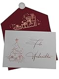 Joli Coon Weihnachtskarte - Frohe Weihnachten Klappkarte mit Kuvert und Wachssiegel - Design Weihnachtskarte mit Umschlag