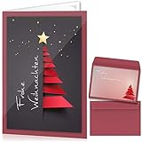 beriluDesign Weihnachtskarten mit Umschlägen 15er Set - Klappkarten mit Weihnachtsbaum-Motiv für die schönsten Weihnachtsgrüße