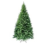 RS Trade 1101 270 cm Weihnachtsbaum PVC künstlich (Ø ca. 152 cm) mit 2144 Spitzen Schnellaufbau Klapp-Schirmsystem, schwer entflammbar, unechter Tannenbaum inkl. Metall Christbaum Ständer