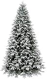 Giulia Grillo Künstlicher Weichnachtsbaum Beschneit 210 cm Dicht, 3611 Zweige, Weihnachtsbaum Luxury grün mit beschneiten Spitzen realistisch, PE/PVC, grün und weiss