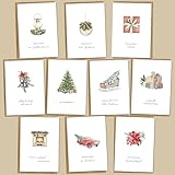 BIROYAL Weihnachtskarten mit Umschlag Set (10 Stück) | Weihnachtssterne Klappkarten | Coole Weihnachtskarte Weihnachtspostkarten Christmas Postkarte mit Umschlägen für deine Weihnachtsgrüße