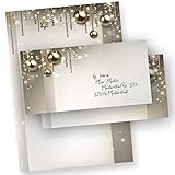 Briefpapier Weihnachten Set NOBLESSE 25 Sets elegantes Weihnachtsbriefpapier Design DIN A4 - mit Umschlag ohne Fenster
