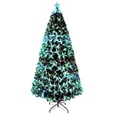 XMTECH 150cm LED Künstlicher Weihnachtsbaum mit Glasfaser-Farbwechsler und Sternspitze Tannenbaum Christbaum PVC Nadeln, ideal für Zuhause und im Büro,Bunte Glasfaser