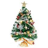 Mini Weihnachtsbaum Grün 60cm, Siebwin Künstlicher Weihnachtsbaum Klein Mit Beleuchtung und Baumwipfel-Stern Weihnachten Dekoration für Home Office Shop Desktop