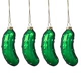 HERZWILD Weihnachtsgurke 4pcs Glas Gurke Weihnachtsbaumschmuck weihnachtsanhänger christmasbaumschuck Weihnachten weihnachtsdeko Fenster Glasgurke