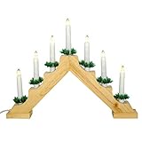 Nipach GmbH Schwibbogen aus Holz 7 LED Lichterbogen Dreieckform - Leuchtfarbe: warm-weiß Leuchtbogen Weihnachtsbeleuchtung Weihnachtsdeko Xmas