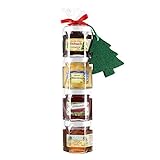 Puntzelhof Allgäuer Delikatessen Geschenkset Weihnachten - Glühweinfruchtaufstrich, Weihnachtsfruchtaufstrich und 2x Deutscher Honig in der Geschenkrolle mit Weihnachtsbaum