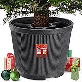 KADAX Weihnachtsbaumständer, Christbaumständer aus recycelten Kunststoff, Tannenbaumständer für einen echten Baum, Ständer für einen Weihnachtsbaum (Baumhöhe bis 250cm / Graphit)