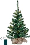 EGLO künstlicher Weihnachtsbaum 60 cm für innen, Deko-Tannenbaum mit LED-Beleuchtung warmweiß und Timer, batteriebetriebener Kunstbaum