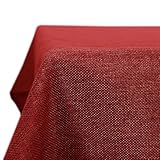 Deconovo Tischwäsche Tischdecke Wasserabweisend Tischwäsche Tischdecken Lotuseffekt Tischtuch Leinenoptik 140x240 cm, Rot, 1 Stück