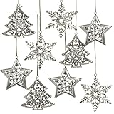 Logbuch-Verlag 9 weihnachtliche Anhänger Christbaumanhänger Set silberfarben Metall Weihnachtsdeko zum Aufhängen 6-8 cm