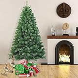 Jopassy Weihnachtsbaum künstlich 120cm Künstlicher Weihnachtsbaum Plastik unechter Tannenbaum 200 Spitzen,Schnellaufbau Klapp-Schirmsystem,Feuerresistent,inkl.Christbaum Ständer,grün
