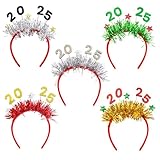 Sklmdrnk Feiertags-Stirnbänder,Weihnachts-Stirnband-Set - 5X 2025 Stirnband-Weihnachtsgeschenke - Weihnachts-Kopfschmuck für Erwachsene, Kostüm-Kopfbedeckungen, Weihnachts-Haarschmuck für Kinder