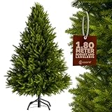 CASARIA® Weihnachtsbaum künstlich 180cm wie echt Edeltanne Spitzguss Metallständer schneller Aufbau Weihnachten Tannenbaum Christbaum Grün 780 Spitzen