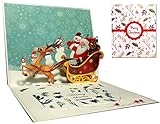 DEESOSPRO Weihnachtskarten, Karte 3D pop up Grußkarte mit schönen Papier-Cut, Geschenk für Weihnachten, Umschlag enthalten, Chrismas Geschenkkarte, Santa Claus