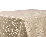 BEAUTEX Tischdecke Damast Ornamente - Bügelfreies Tischtuch - Fleckabweisende, Pflegeleichte Tischwäsche - Tafeltuch, Eckig 110x140 cm, Cappuccino