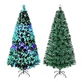 UISEBRT Künstlicher Weihnachtsbaum mit Beleuchtung 180cm - LED Tannenbaum Christbaum Dekobaum mit Glasfaser-Farbwechsel (180cm, Bunte Glasfaser)