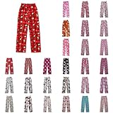 Hello Kἰtty Pyjama Hose Weihnachten, Damen Schlafanzughose Hosen Lang Flanell Damen Schlafhose Weich Pyjamas Anime Y2K Bequeme Warme Pyjamahose Ideal zum Schlafen Lounge Warmes