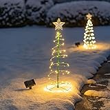 Weihnachtsbaum Beleuchtung Aussen Solar, Weihnachtsdeko Aussen Solar Wetterfest Tannenbaum, Weinachtsbeleuchtung LED Draußen, Solar Lichterkette Aussen Solarlichterkette Weihnachten Deko (Warmweiß)