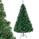 LEADZM 180/210/240cm Künstlicher Weihnachtsbaum, Tannenbaum künstlich mit Metallständer, Christbaum, PVC, für Zuhause, Büro, Geschäfte und Hotels (210 cm, Grün)