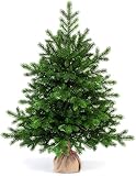 eveXmas 65cm Künstlicher Weihnachtsbaum, Tannenbaum ALTAIR Klassik Grün, 62 Zweige 100% PE-Spitzen, inklusive ständer sackleinen