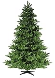 RS Trade 19001 180 cm Weihnachtsbaum PVC künstlich (Ø ca.132 cm) mit 1422 Spitzen und Schnellaufbau Klapp-Schirmsystem, schwer entflammbar, unechter Tannenbaum inkl. Metall Christbaum Ständer