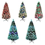 UISEBRT Künstlicher Weihnachtsbaum mit Beleuchtung 180cm - LED Tannenbaum Christbaum Dekobaum mit Glasfaser-Farbwechsel (180cm, Bunte Glasfaser)