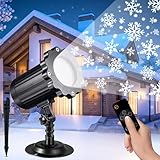 Projektor Weihnachten Aussen, SUGUREII IP65 Wasserdicht LED Schneeflocken Projektor Weihnachten mit RF Fernbedienung und Timer,Projektionslampe Beleuchtung für Innen Aussen Weihnachtsdeko Party Garten