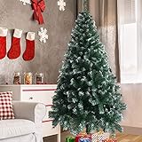 LEADZM 180/210/240cm Künstlicher Weihnachtsbaum, Tannenbaum künstlich mit Metallständer, Christbaum, PVC, für Zuhause, Büro, Geschäfte und Hotels (180cm 1050 Spitzen, Grün&Weiß)