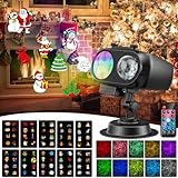 YAZEKY LED Projektor Weihnachten Aussen 2-in-1 LED Projektionslampe Weihnachten außen mit Fernbedienung (8 Muster und 10 Farben)