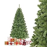 COSTWAY 180cm/225cm Künstlicher Weihnachtsbaum, Tannenbaum mit Metallständer, Christbaum 928/1346 Spitzen PVC Nadeln, Kunstbaum Weihnachten Klappsystem grün (180cm)